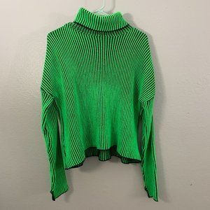 NWOT Neon Green Ribbed Turtleneck Sweater